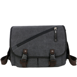 Sac messager en toile personnalisé de haute qualité pour hommes, sacoche décontractée avec plusieurs compartiments pour le collège et les voyages - Product Image 3
