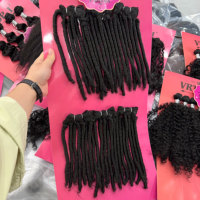Lot de Tissages de Cheveux Bouclés Pixie en Gros, Mélange de Boucles Pixie, 18 Pouces, 6 Tissages, Cheveux Mixtes Super Doux, Vente Directe Usine