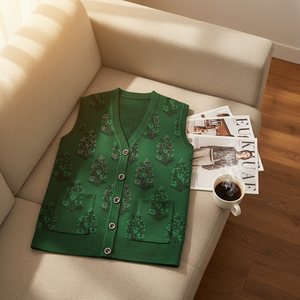 Chaleco de punto vintage con bordado floral de otoño para <span class=keywords><strong>abuela</strong></span>, chal de <span class=keywords><strong>abuela</strong></span>, chaqueta para madre de mediana edad - Product Image 4