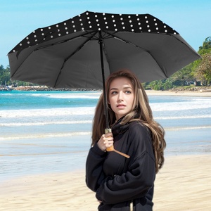 Windproof UV Color Auto Open Dual-Folding Modern Umbrella Black Fiberglass <b>Frame</b> <b>Plastic</b> Handle Customized Color Business Gifts - Product Image 5