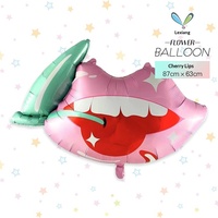 Ballon en aluminium LILIS motif lèvres et fleurs violettes cerises, modèle LX-HD01 – Fête des Mères, Saint-Valentin, Thanksgiving, Qixi