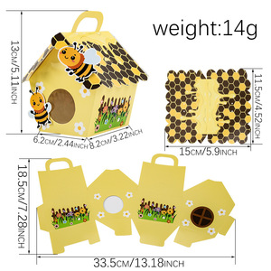 Scatola di Caramelle a Forma di Ape YZ all'Ingrosso, Confezione Trapezoidale in Cartone Bianco Laminato per Feste - Product Image 5