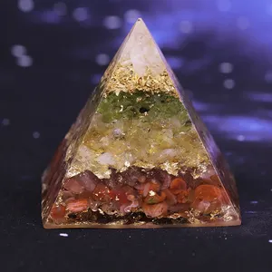 Orgonite 金字塔能量转换器 Orgone 树脂天然砾石石平衡愈合珠宝为女性男性家居装饰