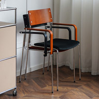 Fauteuil nordique en bois massif avec structure en acier inoxydable, chaise de salle à manger ergonomique empilable en velours à haute capacité de charge, mobilier de maison et de café