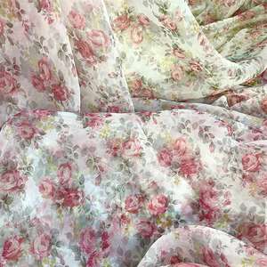 Tessuto in Organza con Stampa Digitale Floreale Rosa, Semi-Trasparente e Leggero per Abiti da Donna, Camicette, Tende, Tovaglie, Vendita all'Ingrosso - Product Image 6