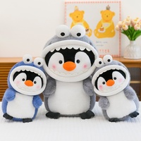 Peluche Adorable Requin-Pingouin Transformable, Coussin Créatif à Câliner pour Enfants, Cadeau d'Anniversaire, Jouet en Peluche Pingouin Amusant