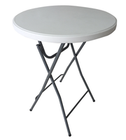 Bankett-Party-Cocktailtisch, Tragbarer Klappbarer Hoher Bartisch, Runder Bartisch mit Kunststoffplatte und Metallrahmen