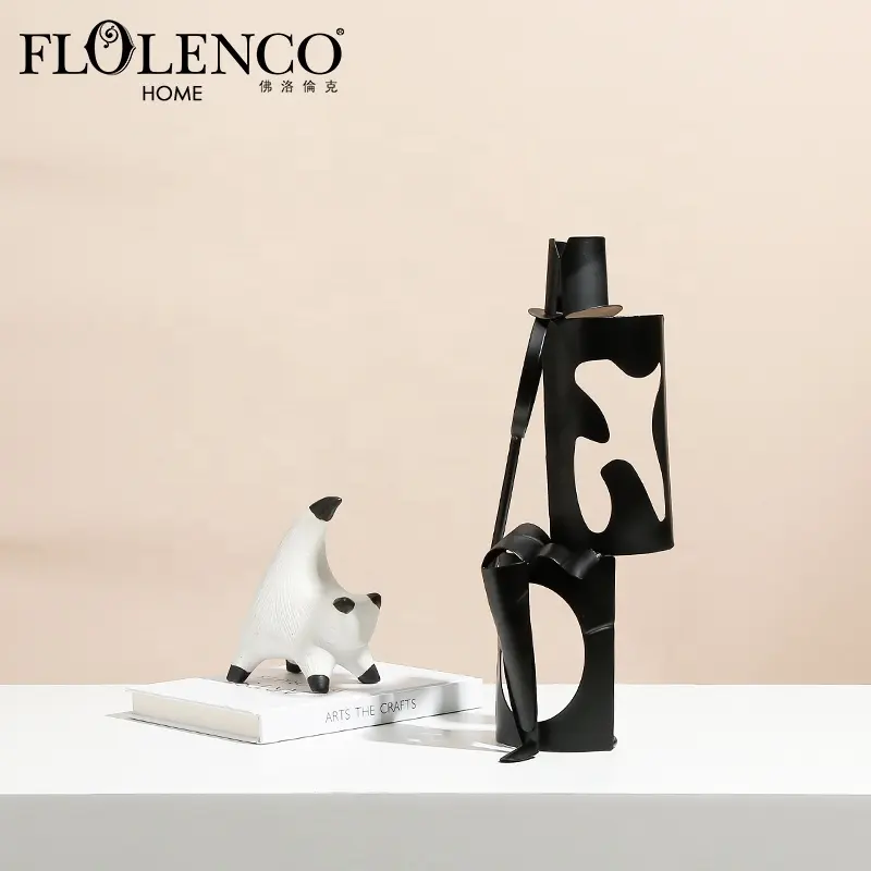 Flolenco dekorasi rumah abstrak detektif Statuette besi kerajinan ornamen meja Modern ruang tamu Dekorasi patung