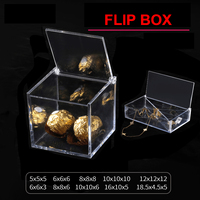 5*5*5 cm Transparent PS Flip Box en Stock en gros plastique de qualité alimentaire acrylique petit affichage étui de rangement de protection Flip Box