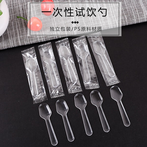 Disposable Transparent Plastic <b>Mini</b> Tasting Spoons For Yogurt Ice Cream Pudding Catering Use 100 <b>Pcs</b> - Product Image 1