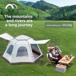 Carpa Hexagonal de Doble Capa para Acampar al Aire Libre, Apertura Automática Rápida, Tela Oxford 210D, Impermeable 1000-1500mm, Portátil para Senderismo - Product Image 4