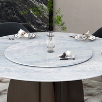 Chaises et tables de salle à manger de style russe bleu clair avec plateau tournant amovible