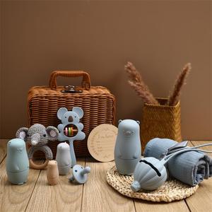 YT NEW Hot Style BPA Free Baby massaggiagengive Ring, panno <span class=keywords><strong>di</strong></span> mussola e Set <span class=keywords><strong>di</strong></span> ciuccio per bambini anello per massaggiagengive in legno organico sensoriale - Product Image 3