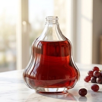 Bouteille de luxe en verre super flint en forme de gourde de 100 ml, 375 ml, 500 ml pour spiritueux et parfums, avec bouchon en caoutchouc, logo personnalisé