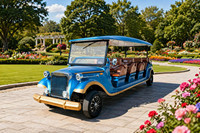 Autobús Turístico Eléctrico de Lujo de 14 Plazas, Estilo Vintage, Negro y Dorado, Retro Clásico, para Complejos Turísticos y Parques Temáticos, Venta al Por Mayor