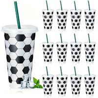 Gobelet réutilisable en plastique de 24 oz à prix réduit avec motif sur le thème du football, écologique, pour boire directement, retour à l'école