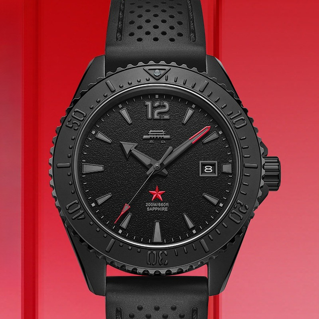 [New Year's Gift] Beijing Men's Mechanical Diving Watch Rubber Case & Band Black Xuan Style for Boyfriend