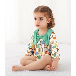 DreamHalo <b>Baby</b> Girls Bodysuit Long Sleeve Soft Viscose From Bamboo Cute Animal Print Outfit Infant Clothes - Product Image 6