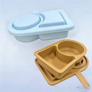 Food Grade Silicone Dip <b>Box</b> Portable Lid Reusable Double Compartment Seasoning <b>Box</b> Silicone <b>Snack</b> <b>Box</b> - Product Image 6