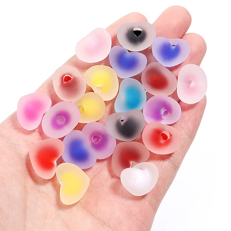 50pcs New Peach Heart Single Hole Inner Color Rubber Tail Ball Acrylic DIY Headwear Hair Rope Material Pen Jewelry Accessories