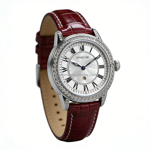 Reloj de Cuarzo de Lujo para Mujer con Diamantes, Elegante Correa de Cuero Genuino, Reloj de Pulsera para Dama, Resistente al Agua 3ATM, Relojes con Logotipo Personalizado - Product Image 6
