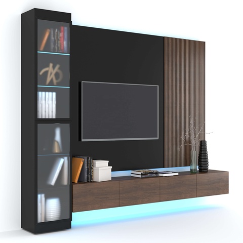 Modern High Gloss TV Rack with Fireplace - Stylish European Design ...