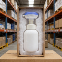 Bouteille à pompe en mousse blanche mate multifonctionnelle sans BPA en PET avec brosse en silicone intégrée, pour usage domestique et commercial, logo OEM personnalisé disponible