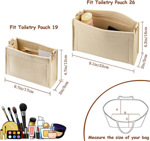 <strong>Handbag</strong> Tote Bag Organizer <strong>Insert</strong> Felt Purse Organiser <strong>Insert</strong> with Zipper Fit Toiletry Pouch 26 19 - Product Image 2
