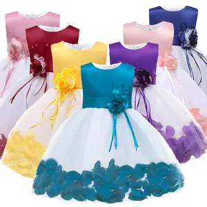 Latest fashion beautiful sleeveless elegant flower princess birthday party children kid baby girl design of casual dresses