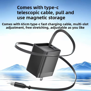 80W Type C PD Chargeur A + C Ports Adaptateur secteur avec câble extensible Chargeur de téléphone pour iPhone Android Écouteurs - Product Image 5