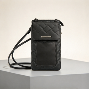 Women Woven <b>Quilted</b> Phone Crossbody Bag Faux Leather Mini Cell Phone Purse With Adjustable Thin Shoulder Strap - Product Image 2