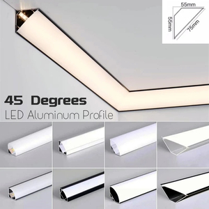 Haz oblicuo de 45 ° LED Perfil de aluminio Tipo V Esquina superior Techo Montado al ras Panel de yeso PC Difusor Canal Barra lineal Tira de luz - Product Image 4