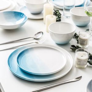 Minimalist Plain Alps Gradient Color Ceramic Bowl Plate Service for 4 Dinnerware <b>Set</b> - Product Image 2