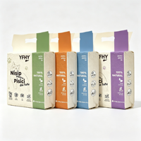 Sac à soufflets latéraux de 2,5 kg avec poignée en papier kraft texturé, résistant à l'humidité, imprimé sur mesure, emballage écologique pour litière pour chat à base de plantes