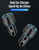 Accessoires de voiture chargeurs électroniques 48w qc3.0 deux ports usb type-c adaptateur de chargeur de voiture avec lumière led pour iphone tablette ordinateur portable