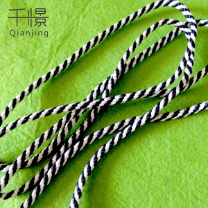 CR002 Fabricant Fourniture Polyester Vêtements Sacs Accessoires Tresse Torsadée Blanc Noir Cordon Corde - Product Image 1