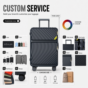 Valise PC de luxe premium noir mat à rainures ondulées avec ouverture frontale pour les voyages d'affaires haut de gamme des élites mondiales - Product Image 4