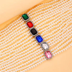 مجوهرات بوهيمية عتيقة للزفاف، أقراط وسوار وقلادة من اللؤلؤ الصناعي والزركون الأخضر والكريستال اللامع - Product Image 6