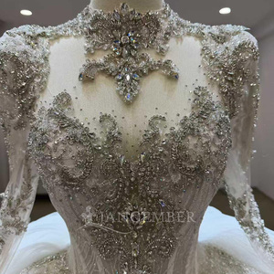 Vestidos de Novia Lsjj120 con Cuentas, Personalizados, de Manga Larga, Estilo Princesa, Largos hasta el Suelo, con Cola de Corte, Jancember - Product Image 5