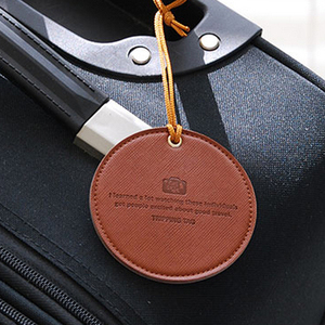Étiquette de bagage personnalisée avec logo en relief, porte-étiquette de voyage rond pour valise, vente en gros - Product Image 5