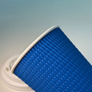 Vasos de Papel Desechables para Café, <span class=keywords><strong>Precio</strong></span> Económico de Fábrica, 12 y 16 Onzas, Vasos de Papel Corrugado <span class=keywords><strong>Azul</strong></span> con Tapa - Product Image 1
