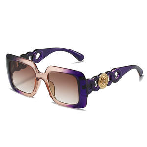 Gafas de Sol Unisex Cuadradas Extra Grandes de Lujo con Logotipo Personalizado, Protección UV400, Lentes TAC Verdes/Amarillas/Púrpuras, Montura Completa para Playa y Aire Libre - Product Image 6