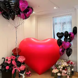 Balões em forma de coração vermelho de 63 polegadas, balões de folha para decoração de festas do Dia dos Namorados, balões de coração e amor