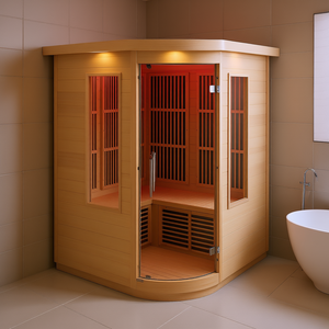 Sauna Spa à domicile, infrarouge lointain, en bois, pour 2 personnes, alimentation secteur 220-240V - Product Image 2