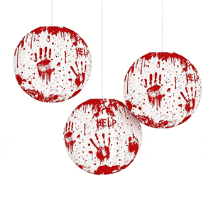 Nouvelle Lanterne en Papier Rouge à Motif de Traces de Mains pour Halloween, Modèle D74, pour l'Aménagement d'Ambiance de Fête, Fournitures d'Artisanat DIY - Product Image 3