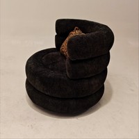 Fauteuil pivotant rond moderne et repose-pieds en tissu de lin de haute qualité avec plateau tournant en acier carbone
