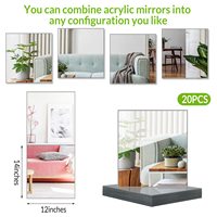 Wholesale Self Adhesive Acrylic Mirror Flexible Plastic Mirror Sheets Wall Stickers Combination Frameless Small Mirror
