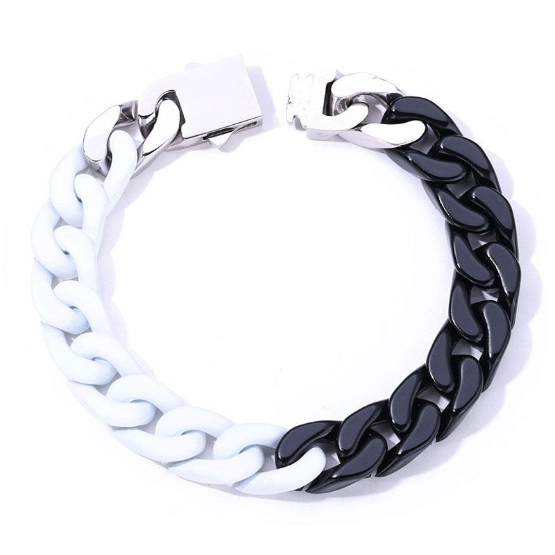 Black and white double patchwork bracelet