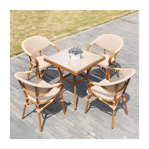 Pháp Cafe Bàn và ghế bộ cho căn hộ và nhà văn phòng dệt bên hồ bơi đồ gỗ ngoài trời - Product Image 4