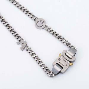 Yunnique-collar de cadena con letras de acero inoxidable para hombre, colgante geométrico, estilo Hip Hop Punk, joyería de tendencia - Product Image 4